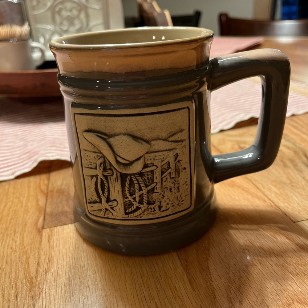 Burton Western Ceramic Coffee Mug in Brown and Tan